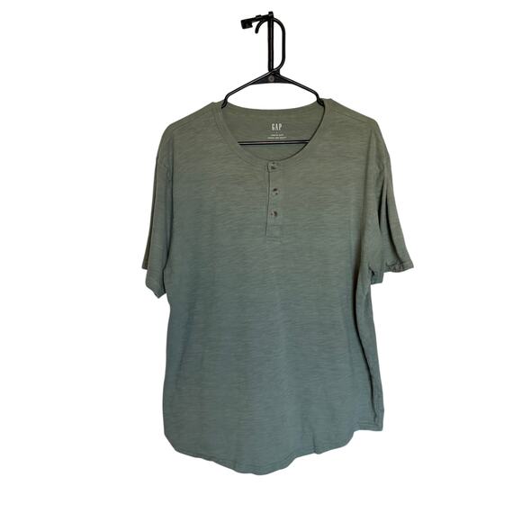 Gap Men's Large Gasoline Green Lived-In Relaxed Curved Hem Henley T-Shirt - Picture 6 of 7